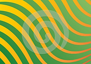 Seamless pattern with wavy background, orange, green