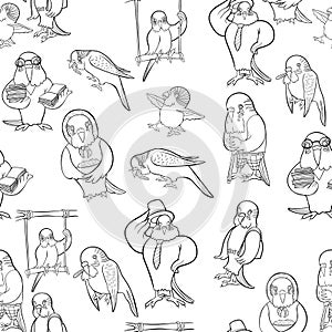 Seamless pattern of wavy parrot different images. vector illustration