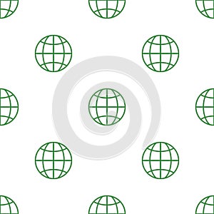 Seamless pattern with web environment icon. Green ecological sign. Protect planet. Vector illustration for design, web, wrapping