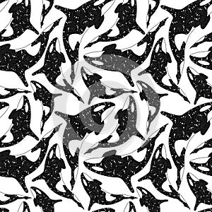 Seamless pattern of Whale Orca