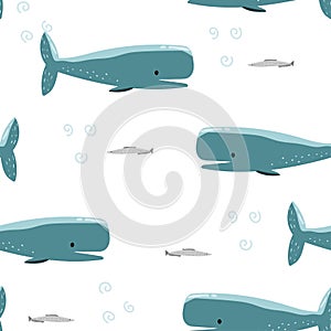 seamless pattern with whales