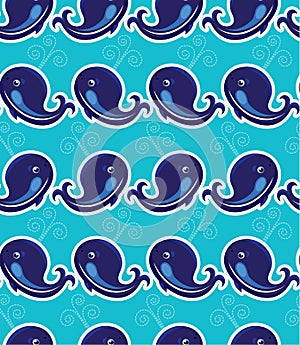 Seamless pattern with whales