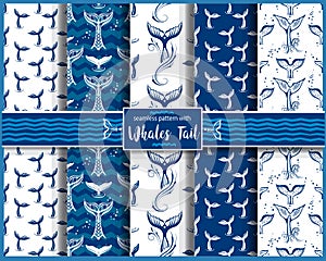 Seamless pattern with Whales Tail