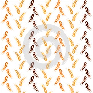 Seamless pattern of wheat ears on a white background. Vector Wallpaper background of ears of grain crops.