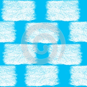 Seamless pattern with white bricks on a blue background, brick sky wall