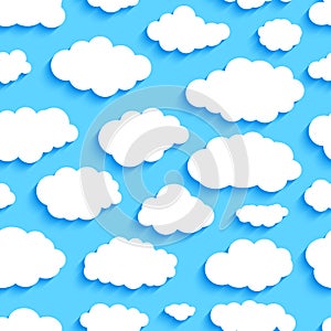 Seamless pattern of white clouds on blue sky