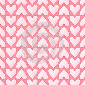 Seamless pattern of white hearts for Valentine`s day or other romantic theme background. Tiled texture. 3d Render