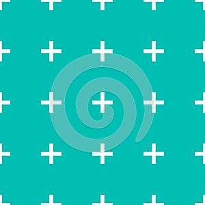 Seamless pattern - white plus sign on a turquoise background