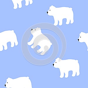 seamless pattern with white polar bear on blue background,animalistic print for wallpaper,cover design,packaging