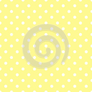 Seamless pattern white small polka dots on pastel yellow background. Elegant print for fabric textile gift paper scrapbook