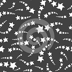 Seamless pattern. White stars on a black background. Vector illustration