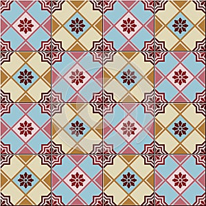 Seamless pattern white Turkish, Moroccan, Portuguese tiles, Azulejo, Arabic ornament.