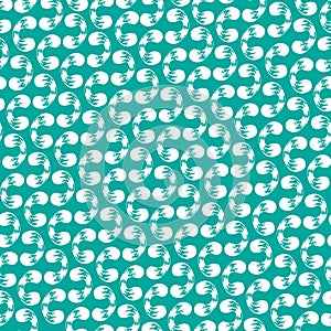 Seamless pattern of white whorls curlicues