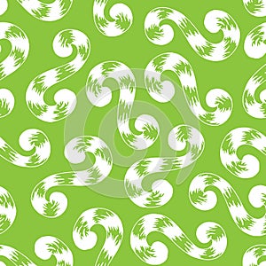 Seamless pattern of white whorls curlicues