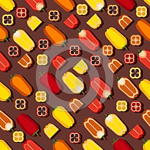 Seamless pattern of mini sweet peppers. Vector illustration. Flat style.