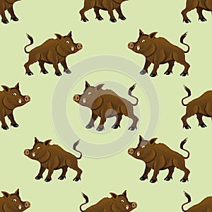 Seamless pattern with wild boars. photo