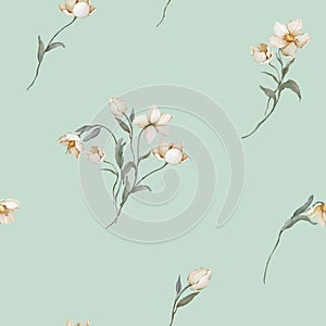 Seamless pattern with wildflowers in a watercolor style