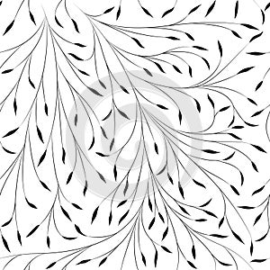 Seamless pattern with willow branches and leaves photo