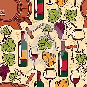 Seamless pattern for wine and winemaking