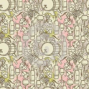 Seamless pattern for wine and winemaking