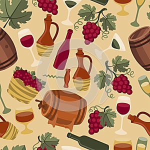 Seamless pattern for wine, wineries and