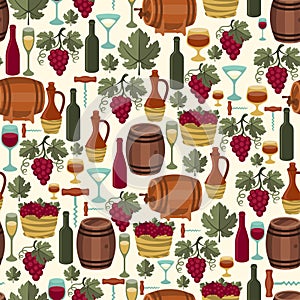 Seamless pattern for wine, wineries and