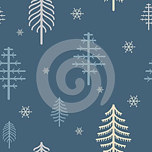 Seamless Pattern Winter Coniferous Pine Fir Needle Tree Background