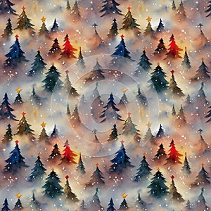 Seamless pattern with winter elements. Generated AI
