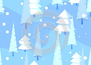 Seamless pattern, winter forest background.