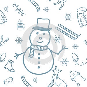 Seamless Pattern Winter Holiday Element Ornament Doodle Background