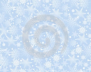 Seamless pattern .Winter thick background with snowflakes. Vector. Simple snowflakes