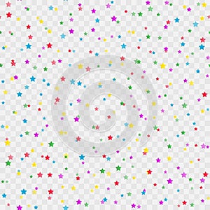 Seamless pattern witn falling colorful stars. Vector