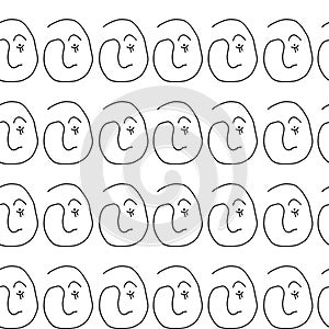 Seamless pattern witn linear art. Continuous line. Modern outine design