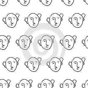 Seamless pattern witn linear art. Continuous line. Modern outine design