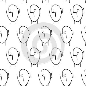 Seamless pattern witn linear art. Continuous line. Modern outine design