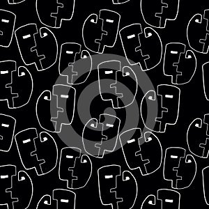 Seamless pattern witn linear art. Continuous line. Modern outine design