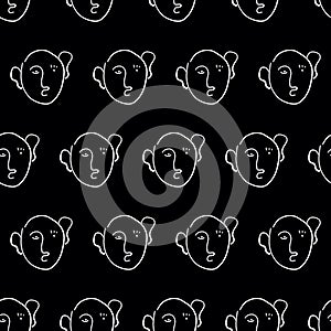 Seamless pattern witn linear art. Continuous line. Modern outine design