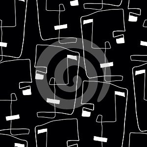 Seamless pattern witn linear art. Continuous line. Modern outine design