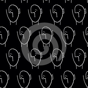 Seamless pattern witn linear art. Continuous line. Modern outine design