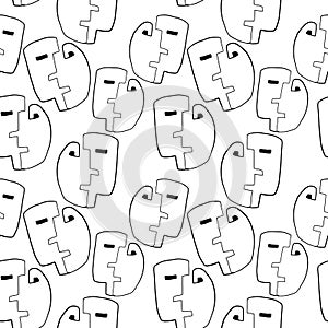 Seamless pattern witn linear art. Continuous line. Modern outine design