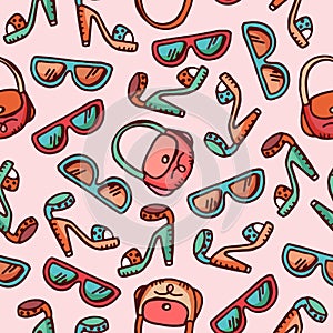 Seamless pattern of woman fashion accessories