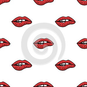 Seamless pattern with womens lips