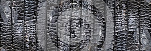 Seamless pattern of wooden plank after burning