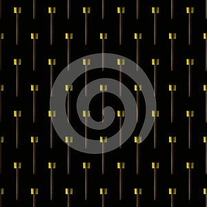 Seamless pattern of wooden tooth brushes with reflection on a black background. Toothbrushes vertically.