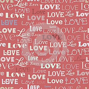 Seamless pattern with word love