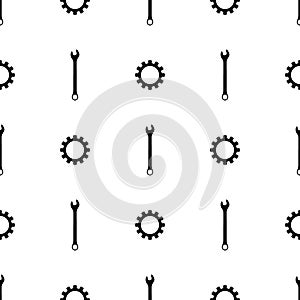 Seamless pattern with wrench and gear icons. Spanner key. Repair symbols. Simple style. Vector illustration for design, web,