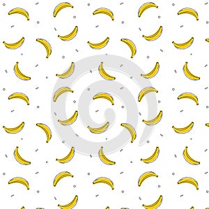 Seamless Pattern With Yellow Bananas Isolated photo