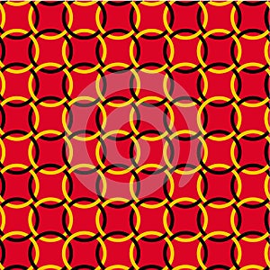 Seamless pattern of yellow and black interlocking rings