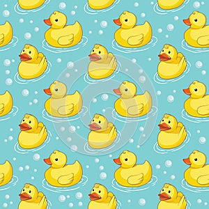 Seamless pattern with yellow ducks.