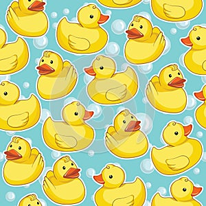 Seamless pattern with yellow ducks.